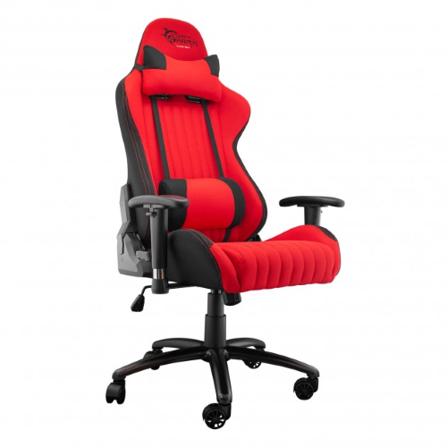 Sedia gaming REDDEVIL. Poltrona da gioco professionale TESSUTO rosso/nero.  Morbida e confortevole imbottitura con supporto per il collo. Regolazione