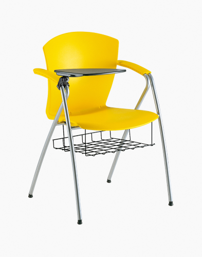 CARINA SEDIA 4 GAMBE CON BRACCIOLI BPN E SCRITTOIO DESTRO CH/TPN AMOVIBILE STRUTTURA NERA - OPTIONAL DISPONIIBILI ESCLUSI PORTARIVISTE