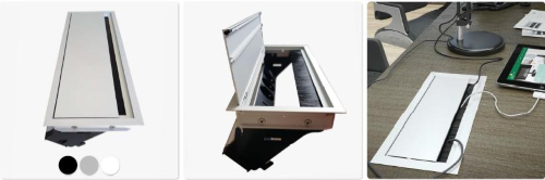 EXIT 45 Plus, 320x120x105 mm, modello IT UNEL, con 3 prese di corrente, 1X USB-A per ricarica + 1X USB-C per ricarica, 2 spazi configurabili con insterti Keystone. Cavo di alimentazione 2 mt. BIANCO