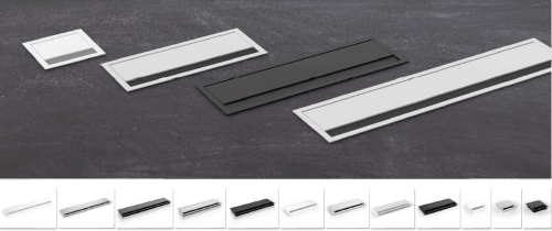 EXIT G11 Passacavo dimensioni 240x100x16mm, c/spazzola grigia. Colore bianco RAL 9016