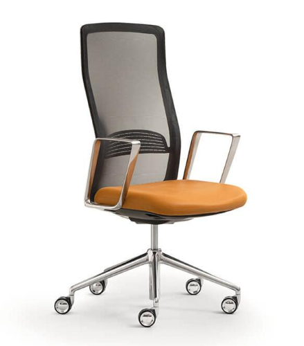 THAT'S IT Poltrona manageriale in alluminio,braccioli 4D,meccanismo Synchron, schienale in rete con supporto lombare regolabile, base in alluminio lucido.