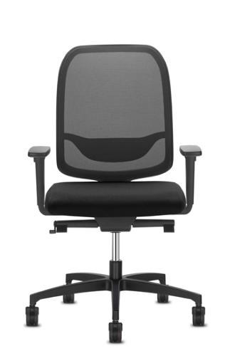 INVICTA COMFORT CON BRACCIOLI REGOLABILI 2D- operativa contatto permanente perform schienale alto, base nylon nera, sedile fisso, poggiareni regolabile in altezza - ruote libere d.50