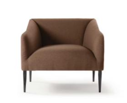 THANK - Poltrona imbottita con braccioli, struttura cromata. L.75 P.75 H 67 cm