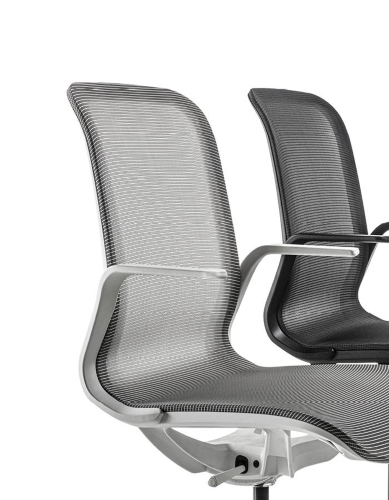 MY MESH - POLTRONA CON SCHIENALE MEDIO, BRACCIOLI FISSI CON DESIGN APERTO, MECCANISMO A12 ( Oscillante monoleva a fulcro centrale, blocco a 0°, leva gas )