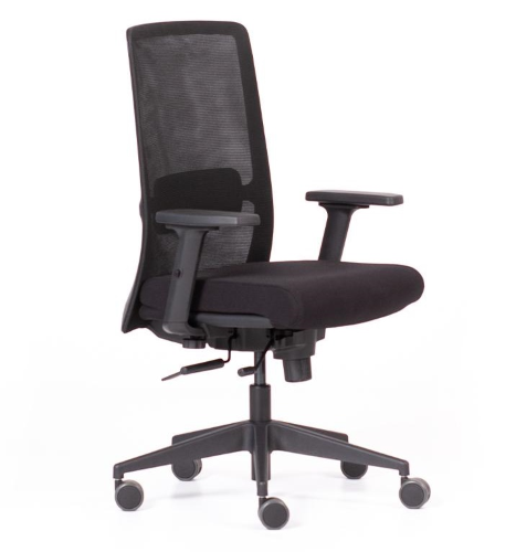 MOOD MD202+TRASLATORE+PROMO 2026-Braccioli regolabili in altezza 2D+PAD MORBIDO-Meccanismo Synchron 4 blocchi+tensionatore-Base nera-Ruote GOMMATE D.50-Schienale alto in rete-Supporto lombare reg.-Sedile SFODERABILE CON VELCRO-GARANZIA 2 ANNI-EN.1335