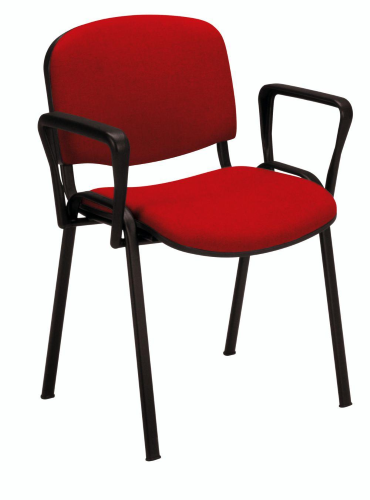 STELLA PRONTA CONSEGNA CON BRACCIOLI - Fusto 4 gambe in acciaio verniciato nero con piedini, CON braccioli - schienale e seduta imbottita tessuto-  108 Cagli nero, 124 Cagli grigio scuro, 130 Cagli blu