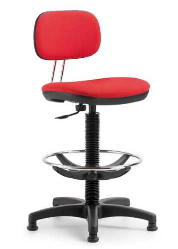 Sgabello con schienale, elevazione a gas, con poggiapiedi, imbottito e rivestito CAT. B