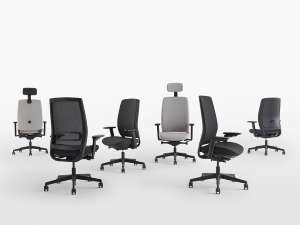 OPEN AIR 01 - Meccanismo sincronizzato MULTI-BLOCCO AUTOPESANTE CON TENSIONATORE CENTRALE E TRASLATORE - Schienale ALTO CON RETE IGNIFUGA 3D Re-Feel - Sedile in SCHIUMATO A FREDDO IGNIFUGO REMOVIBILE SENZA VITI-CERT. EN1335 A-CLASSE 1IM-CAM 