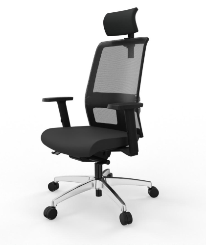 OMNIA 01/PT-PRONTA CONSEGNA-SCHIENALE ALTO IN RETE+POGGIATESTA-Braccioli regolabili 3D+PAD MORBIDO-Meccanismo Synchron MULTI-BLOCCO+TENSIONATORE-Base ALL.LUCIDA-Ruote GOMMATE D.50-Supporto lombare reg.-GARANZIA 10 ANNI-EN.1335 B-CAM-CLASSE 1IM