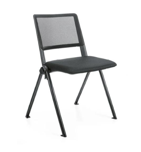 SPOT FOR YOU IN PRONTA CONSEGNA - 1000REVO - SEDIA 4 GAMBE, SEDILE IMBOTTITO E RIVESTITO IN TESSUTO NERO - SCHIENALE IN RETE NERA, STRUTTURA GIÀ FORNITA DI AGGANCIO - 5 ANNI DI GARANZIA - EN16139 - CAM - 1IM