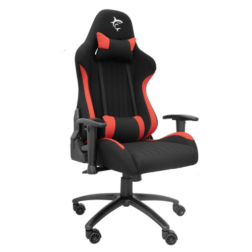 Sedia gaming DARK DEVIL. Poltrona da gioco professionale TESSUTO rosso/nero. Morbida e confortevole imbottitura con supporto per il collo. Regolazione dell'altezza del sedile, Schienale aerato, Braccioli.