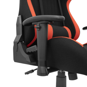 Sedia gaming DARK DEVIL. Poltrona da gioco professionale TESSUTO rosso/nero. Morbida e confortevole imbottitura con supporto per il collo. Regolazione dell'altezza del sedile, Schienale aerato, Braccioli.