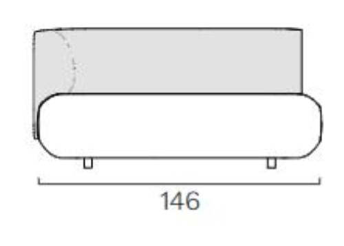 AFINA - Divano 2 posti con schienale e 1 bracciolo dx - L. 146 cm. RIVESTIMENTO CAT. H