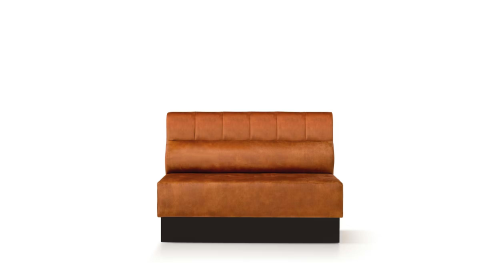 BENKY - Modulo lineare con seduta e schienale medio imbottiti. Basamento melaminico nero/naturale. L.130 P.45/60 H.95/45 cm