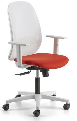 NEMO BIANCA - Poltrona ergonomica con schienale in rete K (5 COLORI). Movimento N.28: Sincron, bloccaggio in 4 posizioni, anti-schock e regolazione manuale intensità, BR4 braccioli regolabili in altezza. SEDILE CAT.:ELPM 