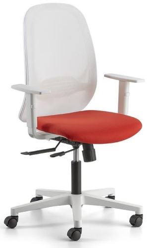 NEMO BIANCA CON TRASLATORE - Poltrona ergonomica con schienale in rete K (5 COLORI). Movimento N.4, Sincron, bloccaggio in 4 posizioni, anti-schock e regolazione manuale intensità, BR4 braccioli regolabili in altezza. SEDILE CAT.:ELPM 