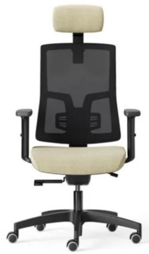 KIKU - POLTRONA ERGONOMICA CON POGGIATESTA, SCHIENALE IN RETE POLO, SUPPORTO LOMBARE REG. IN H, BRACCIOLI 2D REGOLABILI IN H. E PROFONDITA', MECCANISMO SINCRO AUTOPESANTE CON TRASLATORE SEDUTA, BASE IN NYLON NERO, RUOTE GOMMATE PER PAVIMENTI DURI - CAT.B