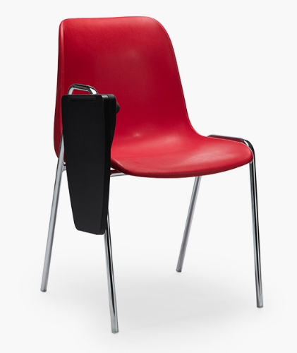 HELENE CON BRACCIOLO DESTRO E TAVOLETTA 1007NN2 - Sedia impilabile con scocca in polipropilene disponibile in 16 COLORI CON BRACCIOLIO- Struttura in tubolare d'acciaio d.18 mm o d.22 mm verniciato nero o cromato. L.49 P.54 H.79