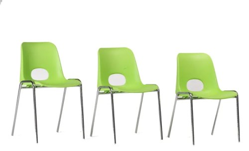 HELENE SCUOLA 1031 AI - L.44 P.48 ALTEZZA SEDUTA IN 3 MISURE: H.38-42-46 - Sedia impilabile con scocca in polipropilene IGNIFUGO IN CLASSE 1 disponibile in 8 COLORI - Struttura in tubolare d'acciaio d.18 mm verniciato nero, grigio o cromato. 