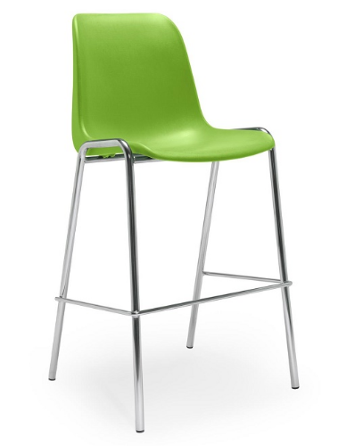 HELENE SGABELLO in polipropilene con altezza seduta da 75 cm L.55 P.55 H.90 - STRUTTURA CROMATA 22mm