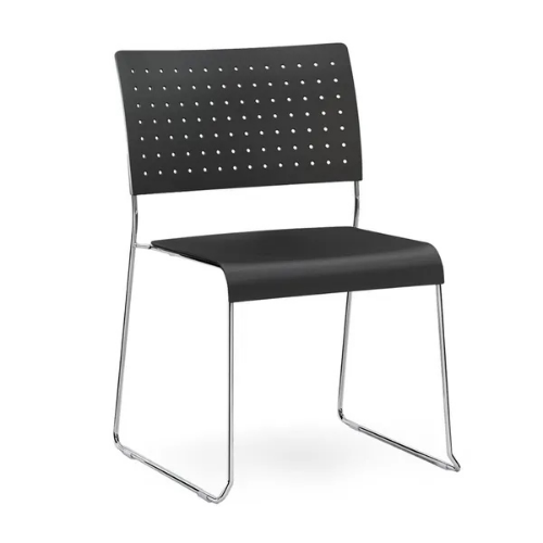 VALE N - POLTRONA SENZA BRACCIOLI - STRUTTURA A SLITTA IN ACCIAIO CROMATA D. 11 mm - SCOCCA IN POLIAMMIDE IGNIFUGO AUTOESTINGUENTE DI CLASSE1 COLORATO IN MASSA IN 3 COLORI : NERO-BIANCO-ANTRACITE L.51 P.56 H.80 