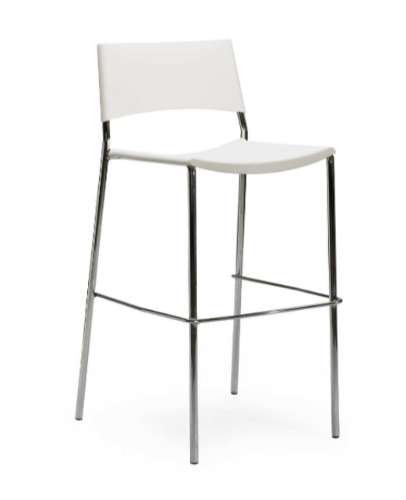 FLORIDA SGABELLO 4 gambe impilabile, struttura in acciaio Ø20 CROMATA. L.50 P.52 H.100 SEDUTA H.72 Scocca in tecnopolimero, disponibile DI SERIE NEI COLORI: BIANCO - NERO - IMBALLO 4 PEZZI