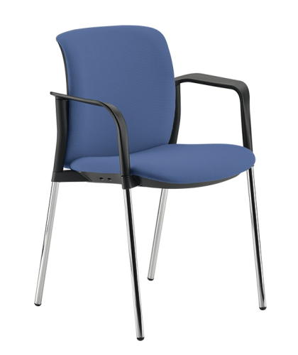 LINK - Seduta fissa 4 gambe con braccioli imbottita - struttura cromata - CLASSE 1IM