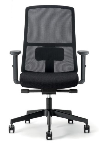 ARMONIA PRO - SCHIENALE ALTO IN RETE - Braccioli regolabili 2D+PAD MORBIDO-Meccanismo Synchron MULTI-BLOCCO+TENSIONATORE e TRASLATORE-Base NERA-Ruote frenate D.65-Supporto lombare reg.-GARANZIA 5 ANNI-EN.1335 B-CAM-CLASSE 1IM
