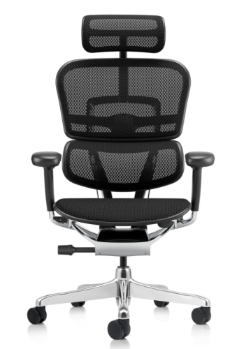 ERGOHUMAN EVOLUTION TASC - Poltrona ergonomica CON POGGIAPIEDI - Schienale e sedile in MESH con rilascio di pressio, poggiatesta 2D, sostegno lombare 6D regolabile in alt. e prof., traslatore di seduta, braccioli 5D, base 5 razze all. lucido