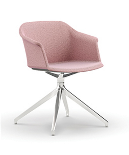 GOSSIP GS4G P03 B14 PD2 P - Poltroncina con Base in alluminio lucido a 4 razze piramidale su piedini, scocca in plastica disponibile in 6 colori.