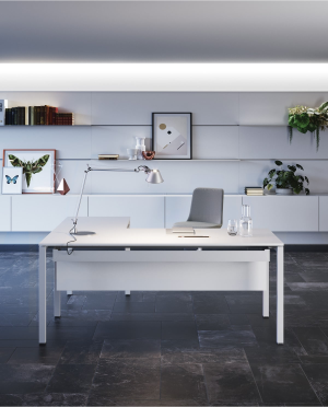 POP EASY Scrivania P.60 L.xxx H.74 cm - Struttura metallica in 9 colori + cromato - Piani in 9 melaminici + 8 varianti con bordo a contrasto e 2 in vetro verniciato - IN FAST DELIVERY CON PIANO BIANCO O ROVERE E STRUTTURA BIANCA, ALLUMINIO O NERA