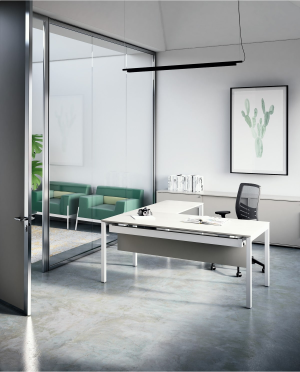 POP EASY Scrivania P.60 L.xxx H.74 cm - Struttura metallica in 9 colori + cromato - Piani in 9 melaminici + 8 varianti con bordo a contrasto e 2 in vetro verniciato - IN FAST DELIVERY CON PIANO BIANCO O ROVERE E STRUTTURA BIANCA, ALLUMINIO O NERA