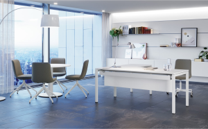 POP EASY Scrivania P.60 L.xxx H.74 cm - Struttura metallica in 9 colori + cromato - Piani in 9 melaminici + 8 varianti con bordo a contrasto e 2 in vetro verniciato - IN FAST DELIVERY CON PIANO BIANCO O ROVERE E STRUTTURA BIANCA, ALLUMINIO O NERA
