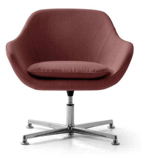 MANTA - Poltrona lounge in poliuretano schiumato a freddo con cuscino, base in alluminio a 4 razze