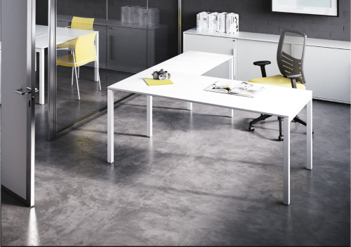 POP EASY Scrivania P.80 L.xxx H.74 cm - Struttura metallica in 9 colori + cromato - Piani in 9 melaminici + 8 varianti con bordo a contrasto e 2 in vetro verniciato - IN FAST DELIVERY CON PIANO BIANCO O ROVERE E STRUTTURA BIANCA, ALLUMINIO O NERA