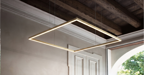 Oracle slim Square L.050 LED 3000K on-off - 33W 3050 lm Durata LED 50.000 h - Alimentatore incluso - lunghezza cavo 2,5mt - BIANCO - NERO - OTTONE