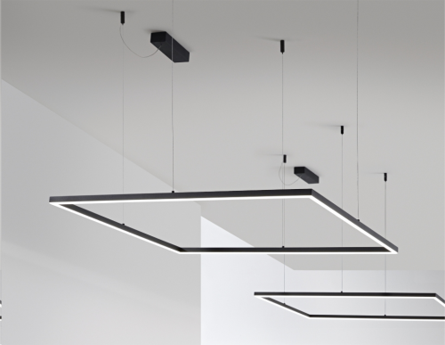Oracle slim Square L.050 LED 3000K on-off - 33W 3050 lm Durata LED 50.000 h - Alimentatore incluso - lunghezza cavo 2,5mt - BIANCO - NERO - OTTONE