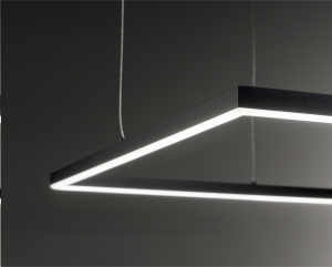 Oracle slim Square L.050 LED 3000K on-off - 33W 3050 lm Durata LED 50.000 h - Alimentatore incluso - lunghezza cavo 2,5mt - BIANCO - NERO - OTTONE