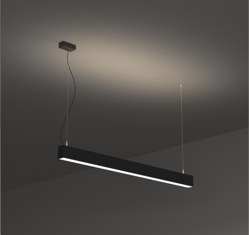 FLUO BI-EMISSION L.1805 Profilo 50x80 mm LED 3000K Alimentatore incluso : on-off (Optional DALI) - 36W 4900 lm Durata LED 50.000 h - NECESSARIO KIT SOSPENSIONE - Sospensione singola o linea continua <30mt (optional giunto lineare) - BIANCO - NERO 