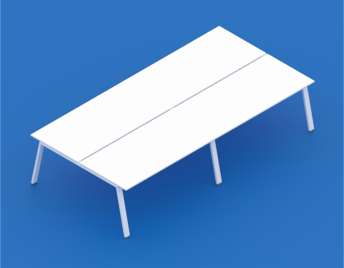 SM I - COMPOSIZIONE BENCH DA 4 POSTAZIONI LAVORO CONTRAPPOSTE P.163 L.320 - PIANI A SCELTA IN CAT.1 SP.18/25 MM - BIANCO IN PRONTA CONSEGNA, ALTRI COLORI 3 SETTIMANE